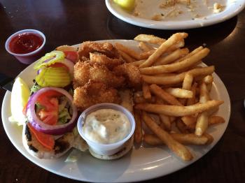Click to enlarge image Gulf Shrimp Po Boy - Fins Grill and Icehouse in Port Aransas, Texas! - Great restaurant right on the harbor, a fun and delish place to eat!!