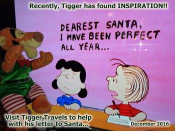 Click to enlarge image Here is the inspiration for this Photo Album. Tigger was watching one of his FAVORITE Christmas Specials, Charlie Brown's Christmas Tales. Lucy dictates a letter as Linus writes, "Dearest Santa, I have been perfect all year..." The shock on Linus' face says it all! - Dear Santa-I can Explain... Tigger writes his letter to Santa #TiggersLetterToSanta2016 - Tigger needs your help writing his 2016 Christmas letter to Santa!