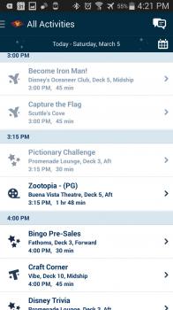 Click to enlarge image Schedule of EVERYthing on board. - Disney Cruise Line Navigator App #disneycruiselinenavigatorapp - A VERY Important tool for everyone on a Disney ship or planning on getting on one!
