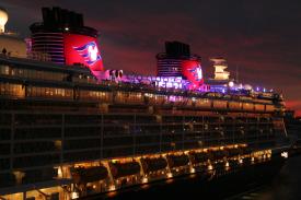 Click to enlarge image  - The New Disney Dream Arrives in Port Canaveral - Panama Cruise January 2011 - Last Trans-canal trip planned for the Disney Wonder at this time.
